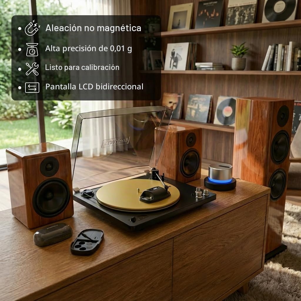 HumminGuru Limpiador de Aguja de Disco Ultrasónico + Medidor de Presión de Stylus, Limpiador de Aguja de Disco Ultrasónico de 110kHz para Cartucho MM MC.