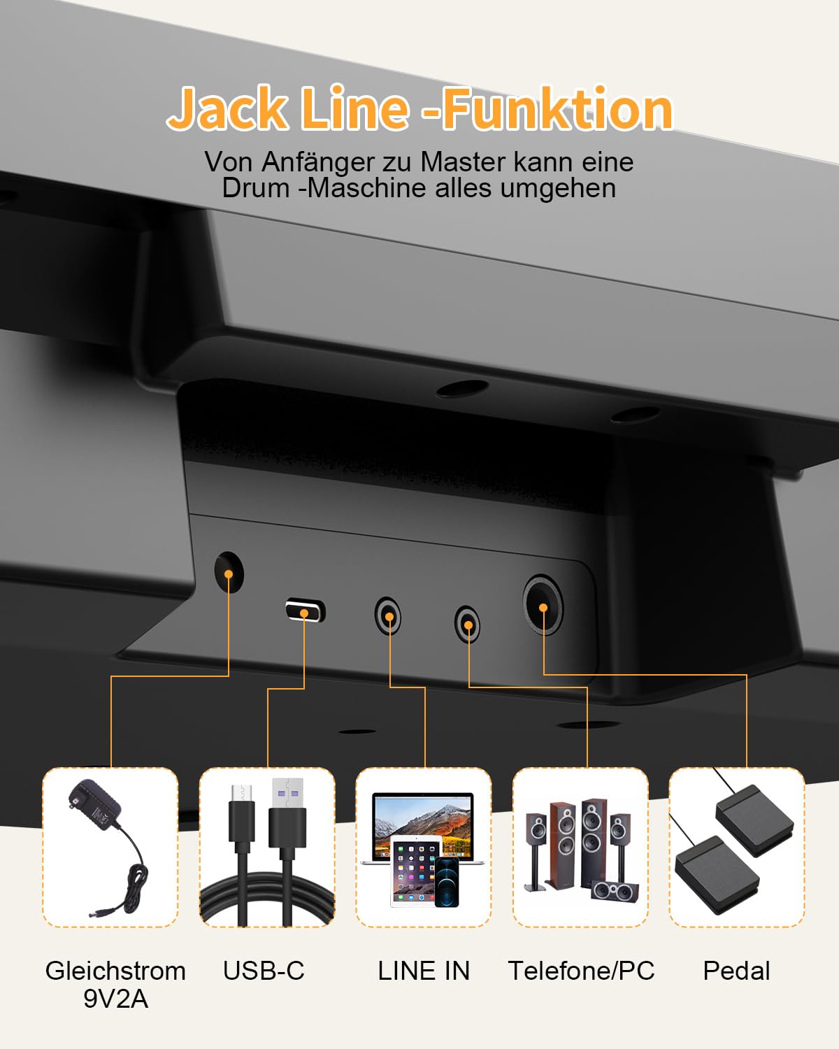 Schlagzeug Elektronisch, 7 Pads Elektronisches Schlagzeug Anschlagsdynamisch, E Drum Unterstützung MIDI Bluetooth PC Anschließen, Digital Drum für Kinder, Anfänger Geburtstag Geschenk