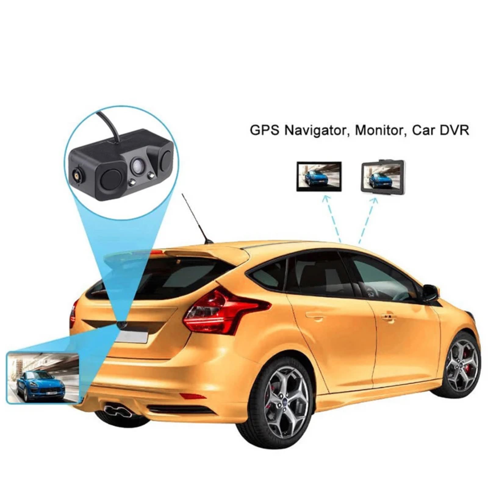 Auto Sensori Di Parcheggio Kit Sensore Di Parcheggio Radar 3 In 1 Visualizzazione LED Parktronic Visibile Monitor Backup Telecamera Retromarcia Allarme Radar Retromarcia Sensore Parcheggio Kit