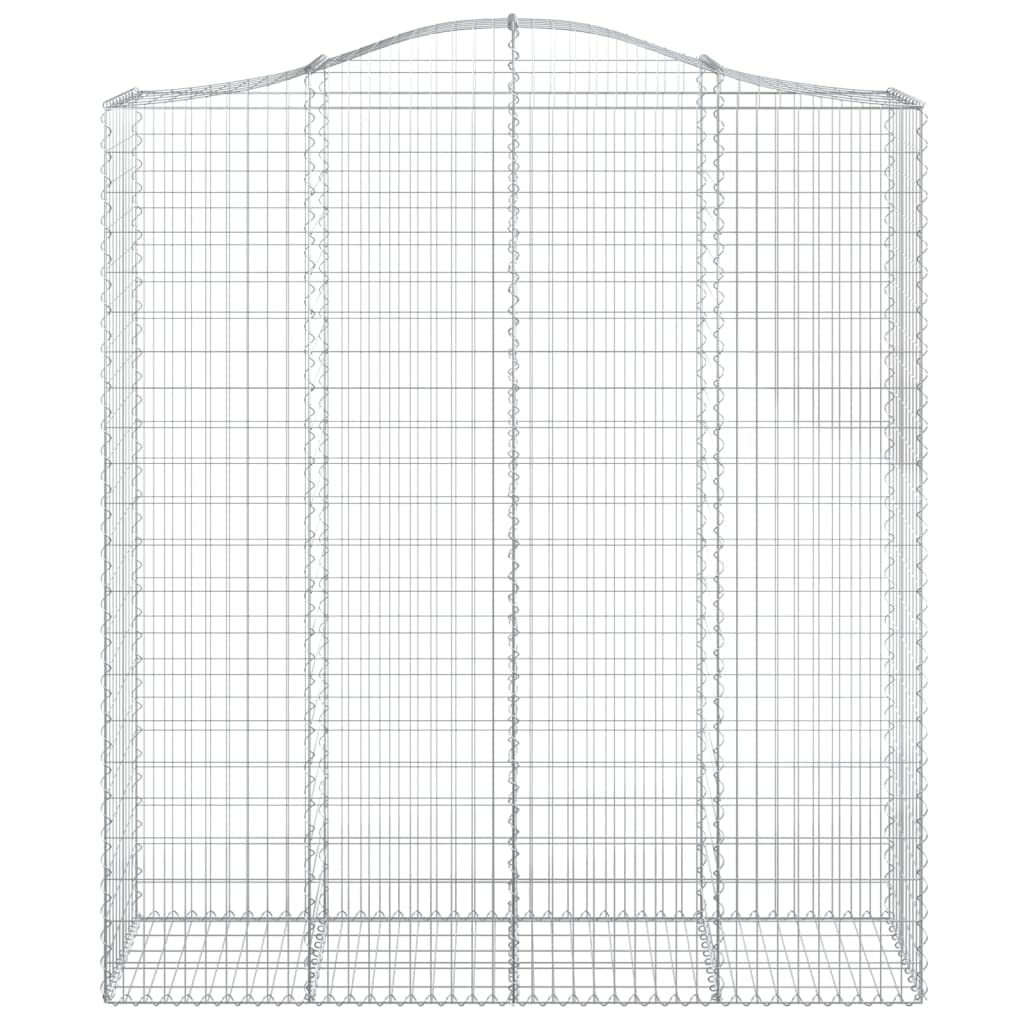 Cestas de gaviones plateadas, 8 × 200 x 50 x 220/240 cm, 3,5 mm galvanizado, valla de jardín, arco alto, cortavientos/protección visual