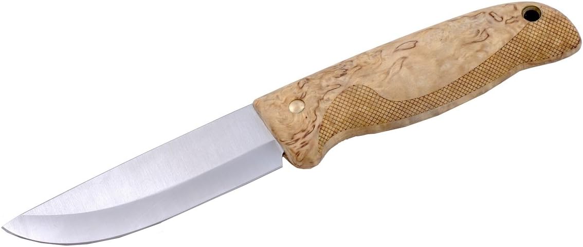 EKA Nordic A10 Birch Blade Fixed Knife, 3.94-Inch, Masur Wood