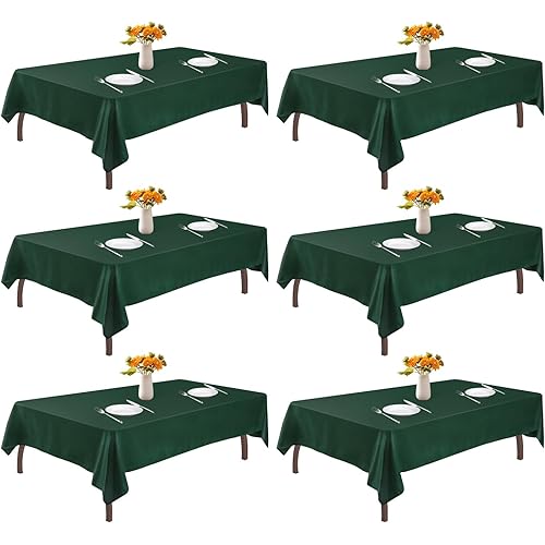 Eliamo 6 Pack Rectangular Green Tableclothes, 60x102 Inch for 6 Feet Table, Polyester Tablecloth for Weddings, Parties, Camping (Green)