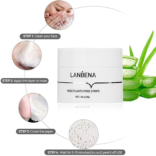 Miniatura 4 de LANBENA Mascarilla removedor de puntos negros para cara y nariz, 1.05 oz. Tiras removedoras de cabeza negra para la cara y la nariz.