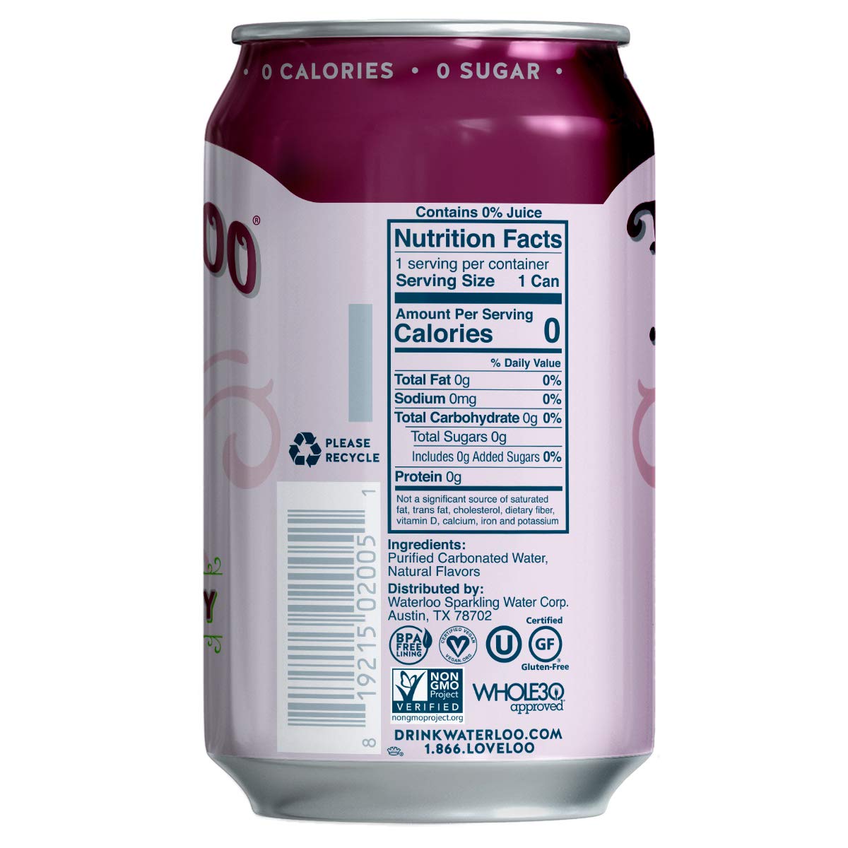 Waterloo Sparkling Water, Black Cherry Naturally Flavored, Pack of 24, 12 Fl Oz Cans | Zero Calories | Zero Sugar or Artificial Sweeteners | Zero Sodium