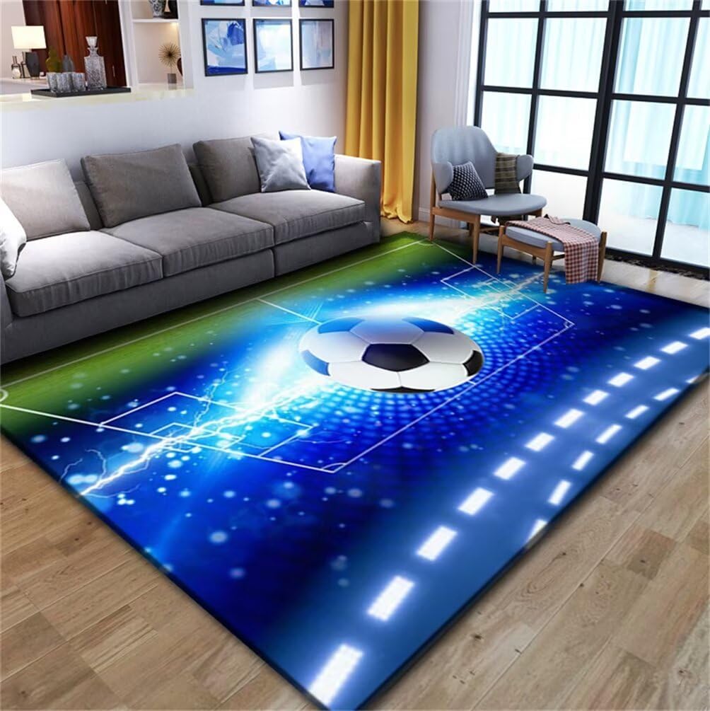 Tapis doux salon avec motif football pour les après-midis de match en famille