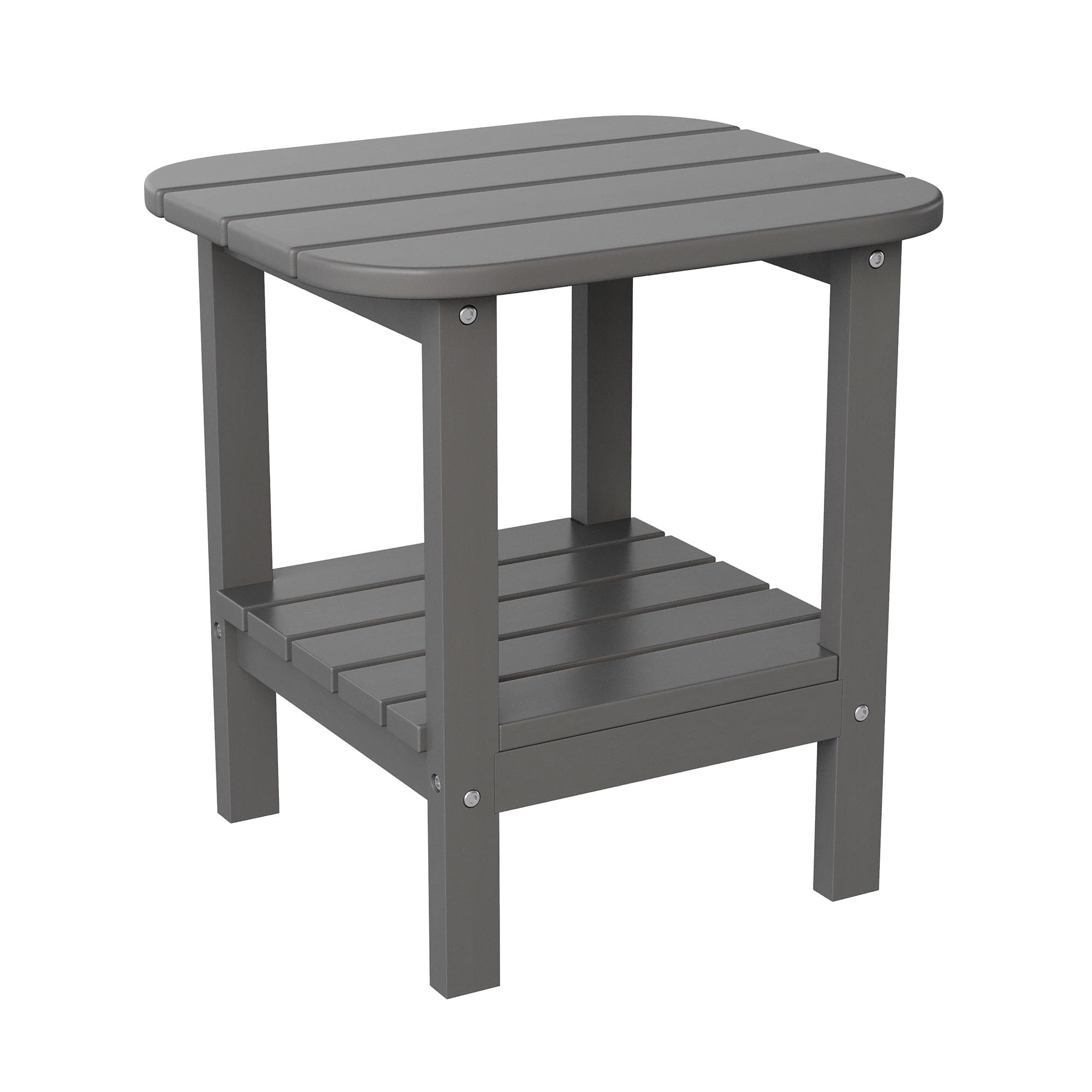 Flash Furniture Newport 2-Tier Adirondack Side Table - Recycled HDPE All-Weather Materials - Indoor/Outdoor - Gray