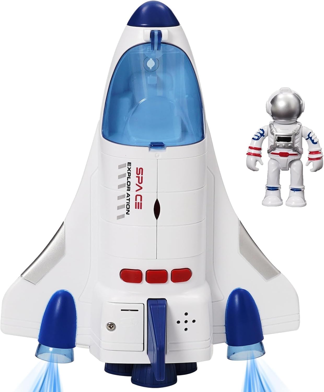 Jomifin Spaceship Toy Set with Lights & Sound for Boys Girls, Including 3 Astronauts Figure, 1 Space Rocket, 2 Space Rover, 1 Shuttle, Astro Venture Playset 10 Pcs (2) (2 Pcs)