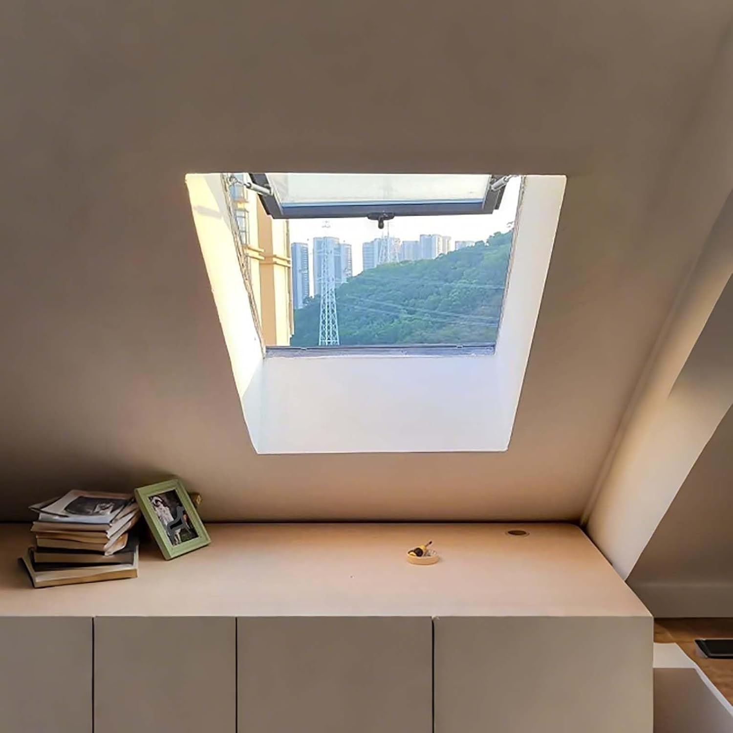 Skylights & Roof Windows,Skylight Window, Square/Rectangle Basement Daylighting Lighting,Manual Ventilation Partition Mounted,Aluminium Alloy, Double Glass,Rooftent Well Covers,Customized(34x28in/85x7