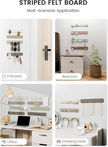 Miniatura 6 de Fluxynara Cork Board Alternative Felt Strip Board 8-Pack 13"x2", Office Pin Board with 50 Push Pins, Adhesive Install for Bedroom Door & Home