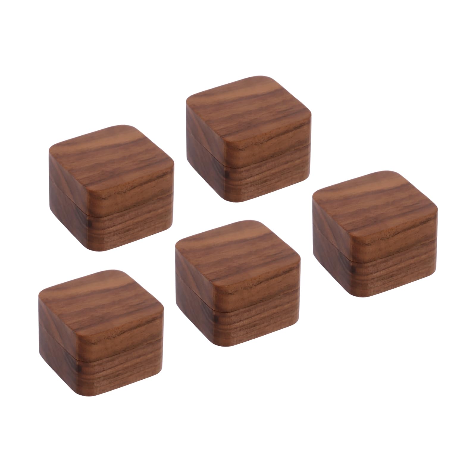5 sztuk drewnianych pudełek na pierścionki w stylu vintage, z zapięciem magnetycznym, na ślub, zaręczyny, 5,5 x 5,5 cm, czerwone