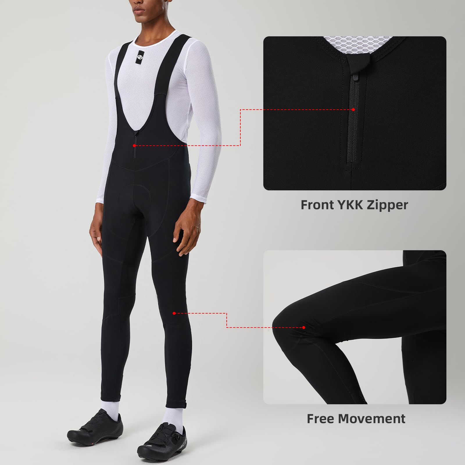 YKYWBIKE Baberos de ciclismo de invierno para hombre con acolchado 4D para clima frío, pantalones de ciclismo en color azul