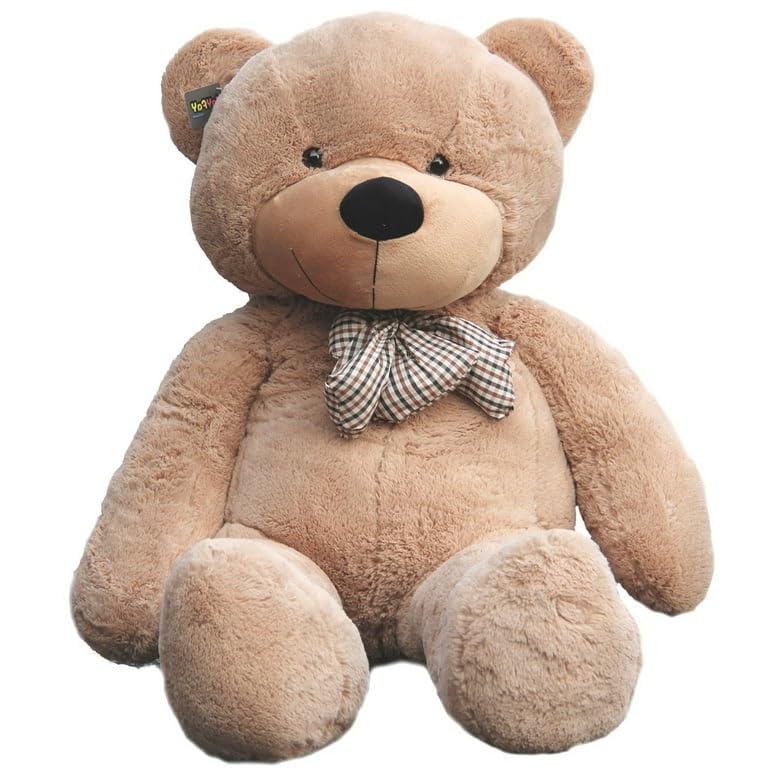 Urso De Pelúcia Gigante 120 cm Com Laço Para Decoração Presente Amor (Avelã Com Bege)