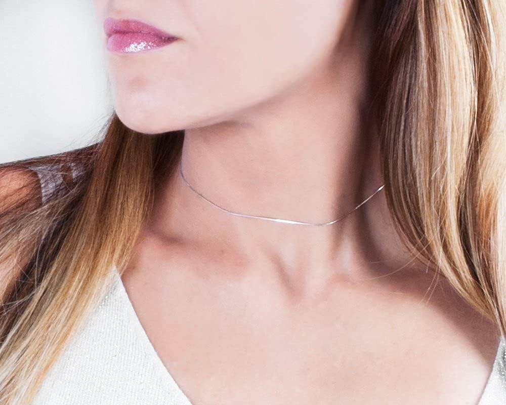 Sterling Silver Choker Necklace – Thin, Dainty, Sparkly, Minimalist Jewelry for Women, Adjustable, Lightweight, Perfect for Layering - Image 8