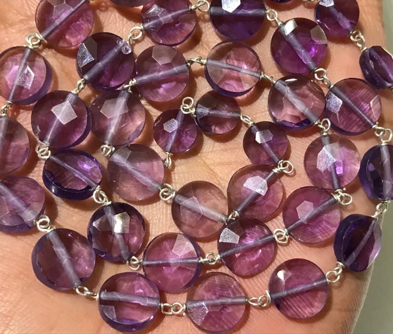 Perles améthyste naturelle facettée 10mm composant bijou collier bracelet fait main