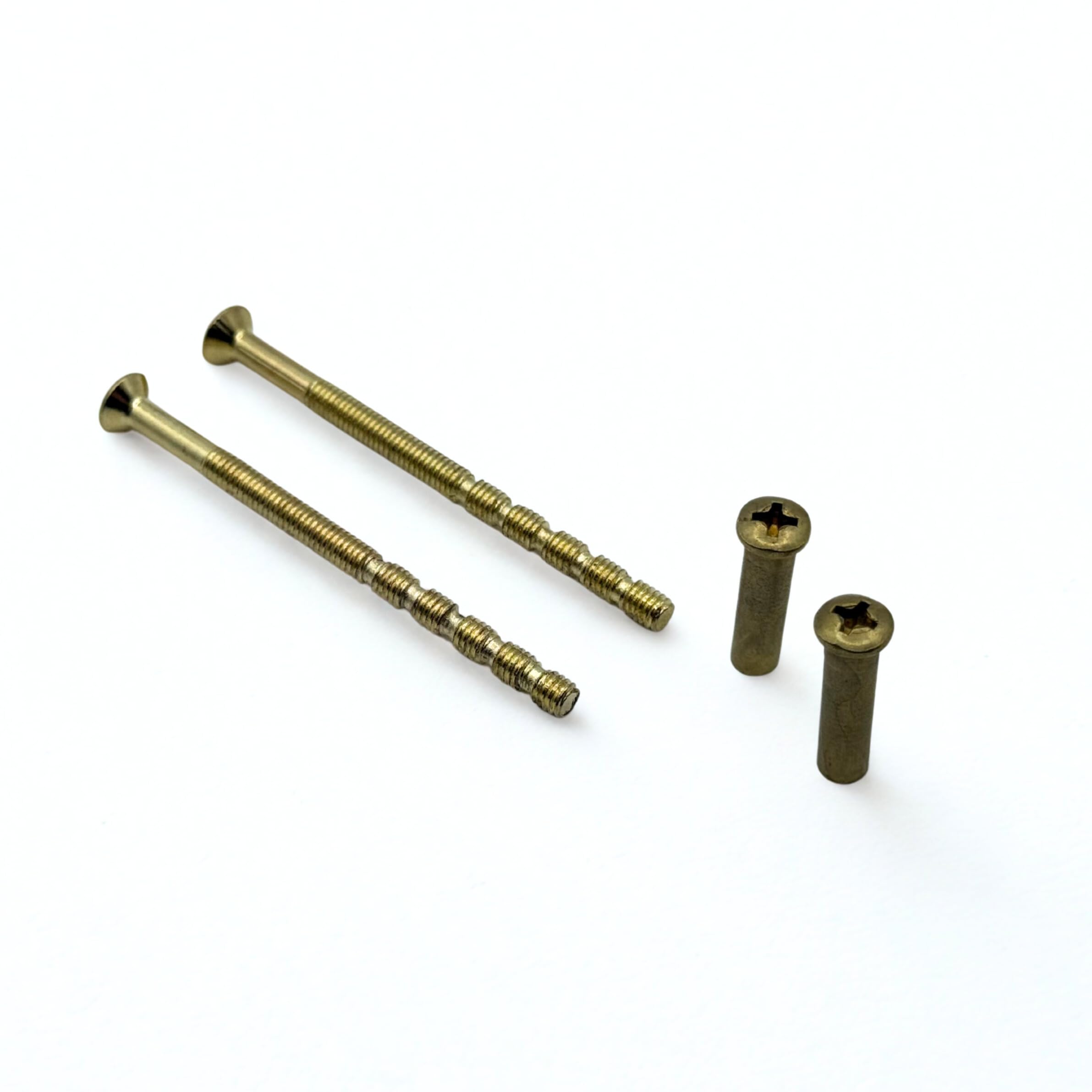 M3 M4 Door Handle Screw Connecting Bolts with Sleeves for Door Handles, Roses, Knobs and Escutcheons (30, M4 Brass)