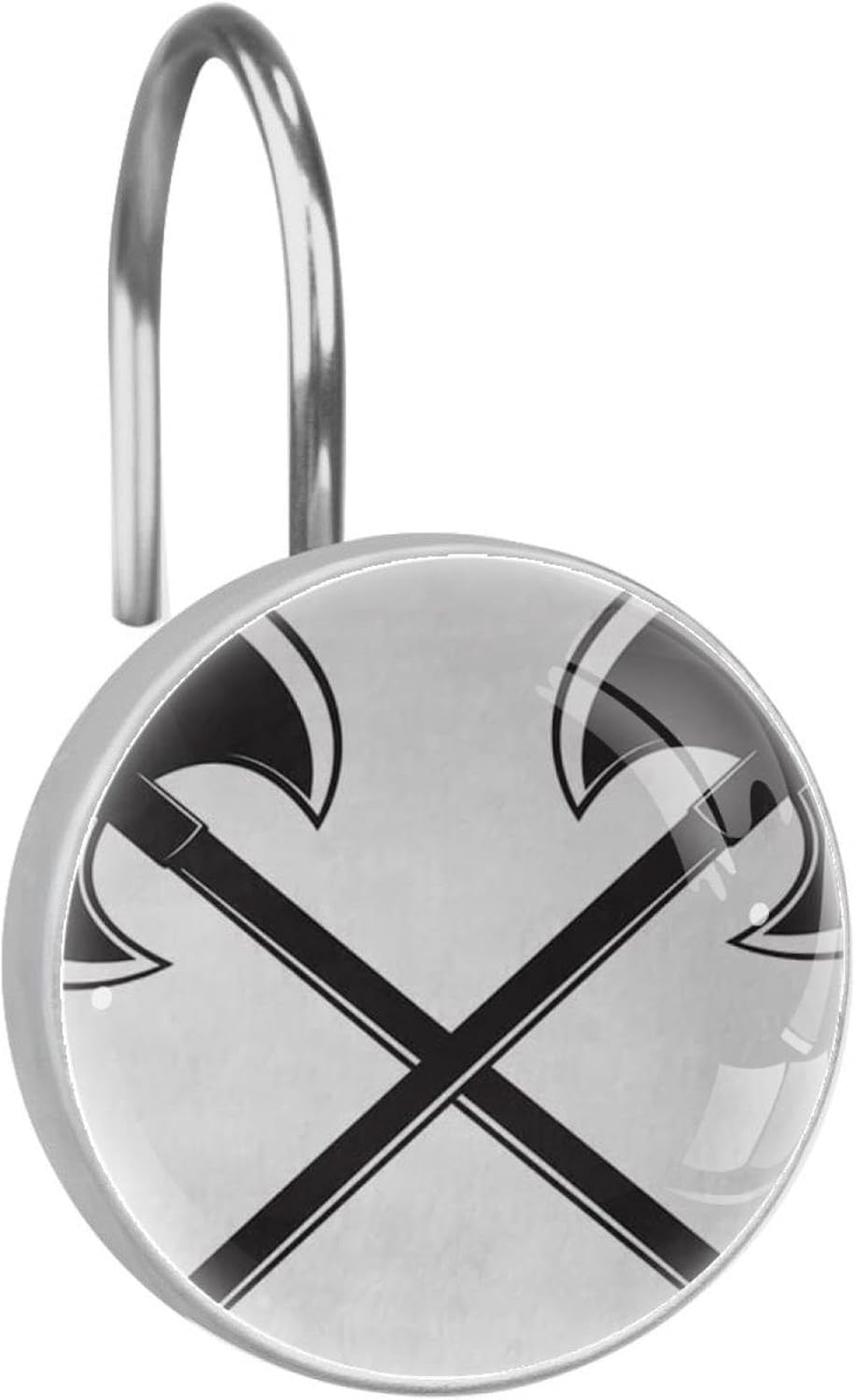 Crossed Battle Axe 12 Pack Shower Curtain Hooks Decorative Shower Curtain Hook and Ring Set ABS Resin Anti-Rust Bathroom Curtain Rings