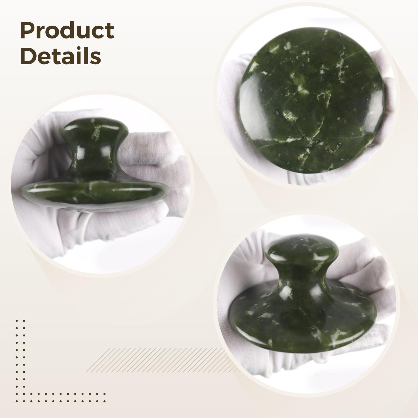 Pierre de massage jade chaude, outil beauté en jade, rouleau de massage jade pour la détente, design vert, soin du visage et du corps, finition polie, prise en main agréable pour routines quotidiennes