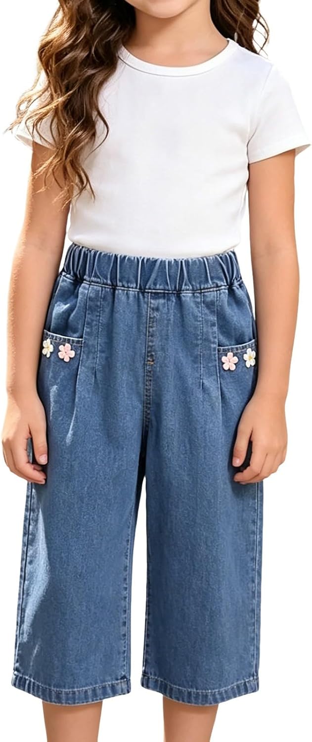 Boys Baggy Jeans Elastic Straight Fit Stretch Denim Pants with Pockets Loose Kids Clothes 4 to 14 Years