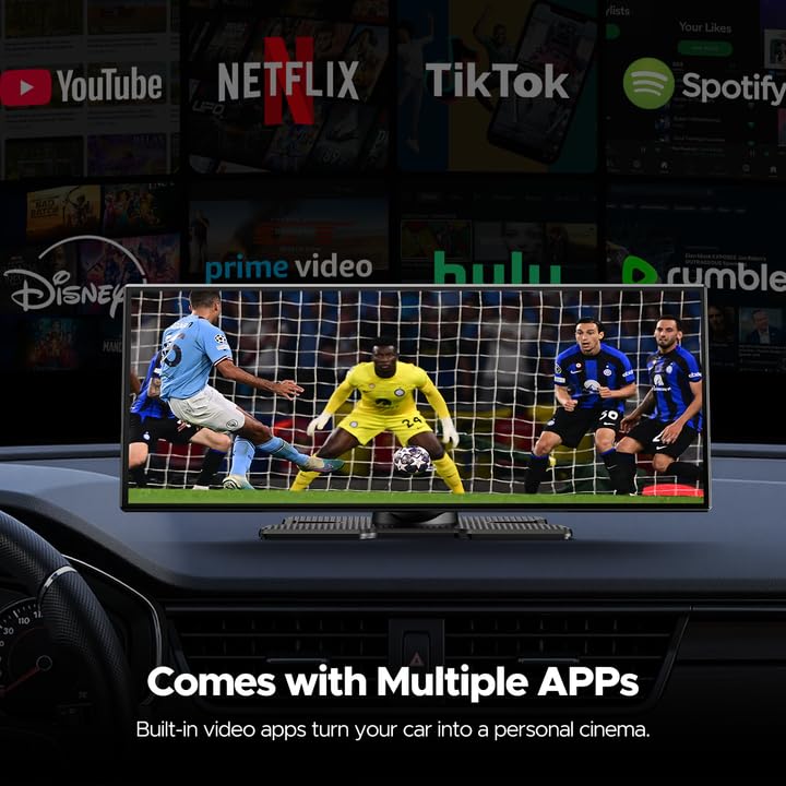 Image of Volam 10.25'' Carplay Screen for car with Netflix YouTube and Backup Camera for iPhone Android Auto Upgraded Wireless AI Video Entertainment BOX Built-in Apps Voice Control GPS for iOS 10+ Android 11+