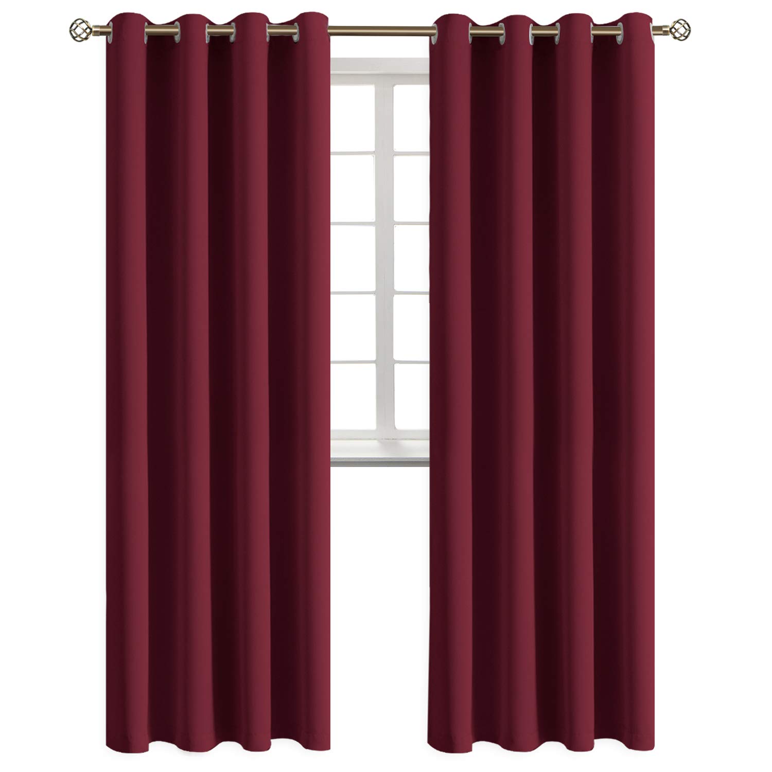 BGment Blackout Curtains - Grommet Thermal Insulated Room Darkening Bedroom and Living Room Curtains, Set of 2 Panels (52 x 120 Inch, Burgundy)