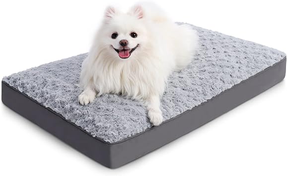 KSIIA Washable Dog Crate Bed Waterproof for Medium Dogs,29x18 in,Light Gray