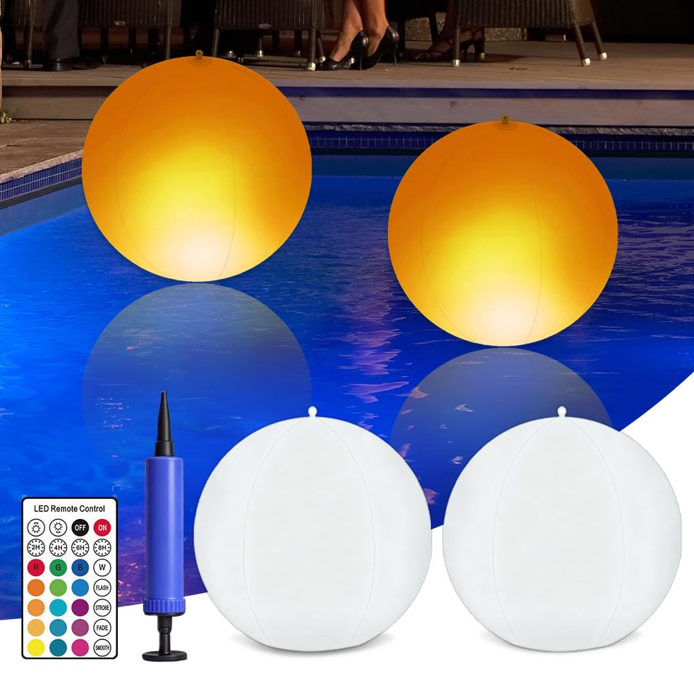2 luci galleggianti a energia solare per piscina, impermeabilità IP68, 16 RGB che cambia colore, per esterni, giardino, prato, patio