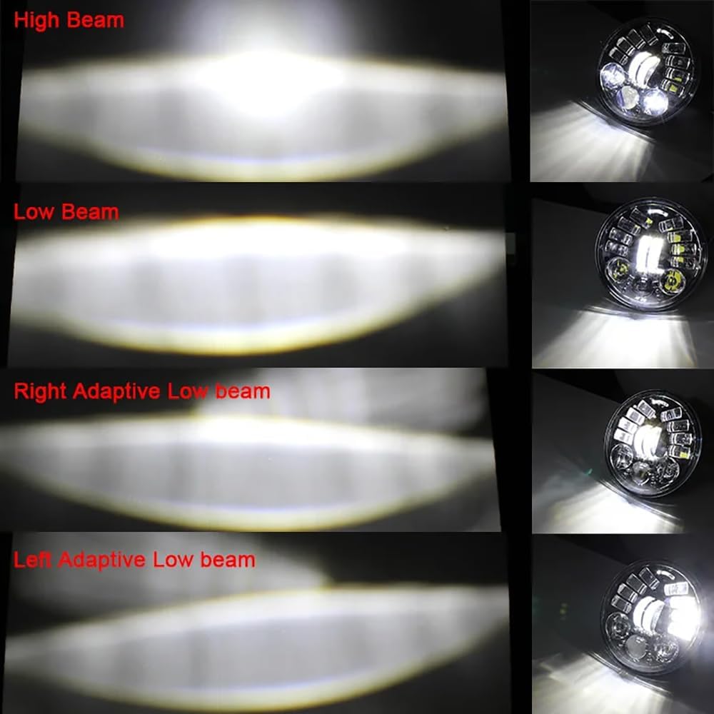 5.75in. LED Adaptive Headlights 5 3/4" 5.75" LED Projection Headlight position for Motorcycle (Silver)