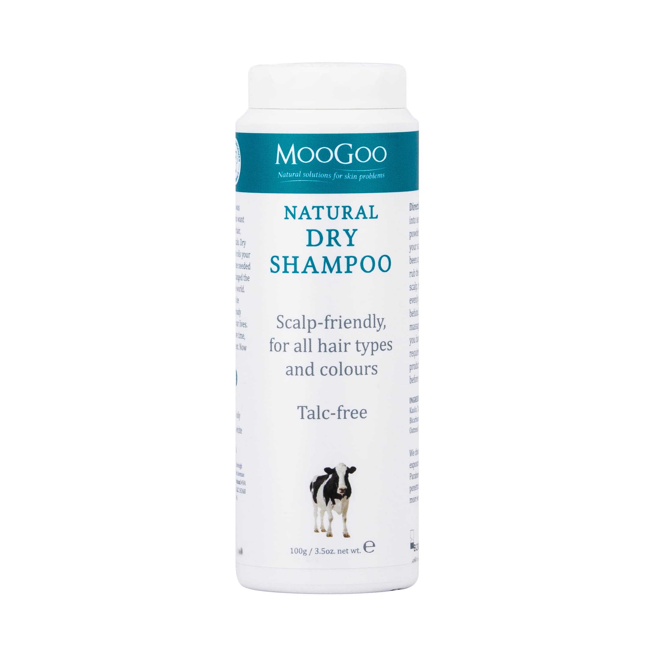 MooGooDry Shampoo Powder – Natural, Talc-Free, Non-Aerosol Hair Refresher & Volumiser for All Hair Types & Colours, Scalp-Friendly Formula, 100g / 3.5 oz.
