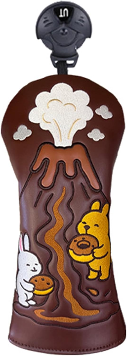 Waterproof Golf Club Headcover Chocolate Volcano Pattern Durable PU Material Ideal Protective Gear for Golf Wood Clubs