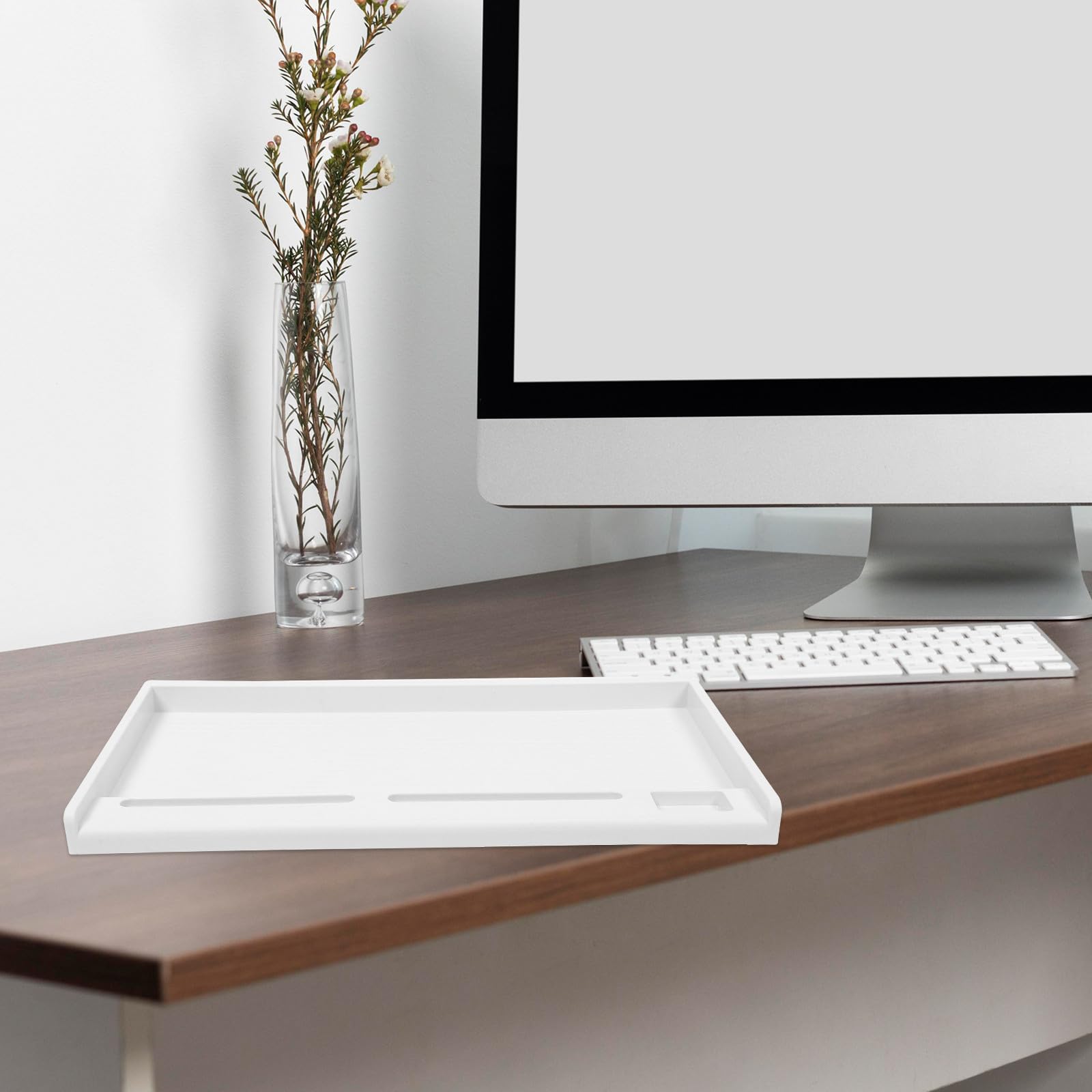 Ausziehbare weiße Schreibtisch-Tastaturablage – verstellbare Plattform für Heimbüro, ergonomische Aufbewahrungslösung, stilvolles Schreibtischzubehör für Komfort und Nization