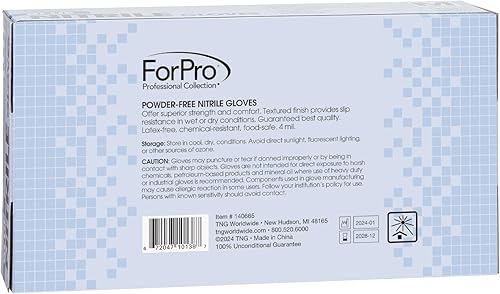 Miniatura 3 de ForPro - Guantes desechables de nitrilo resistentes a productos químicos, sin polvo, sin látex, no estériles, seguros para alimentos, 4 mil, azul,
