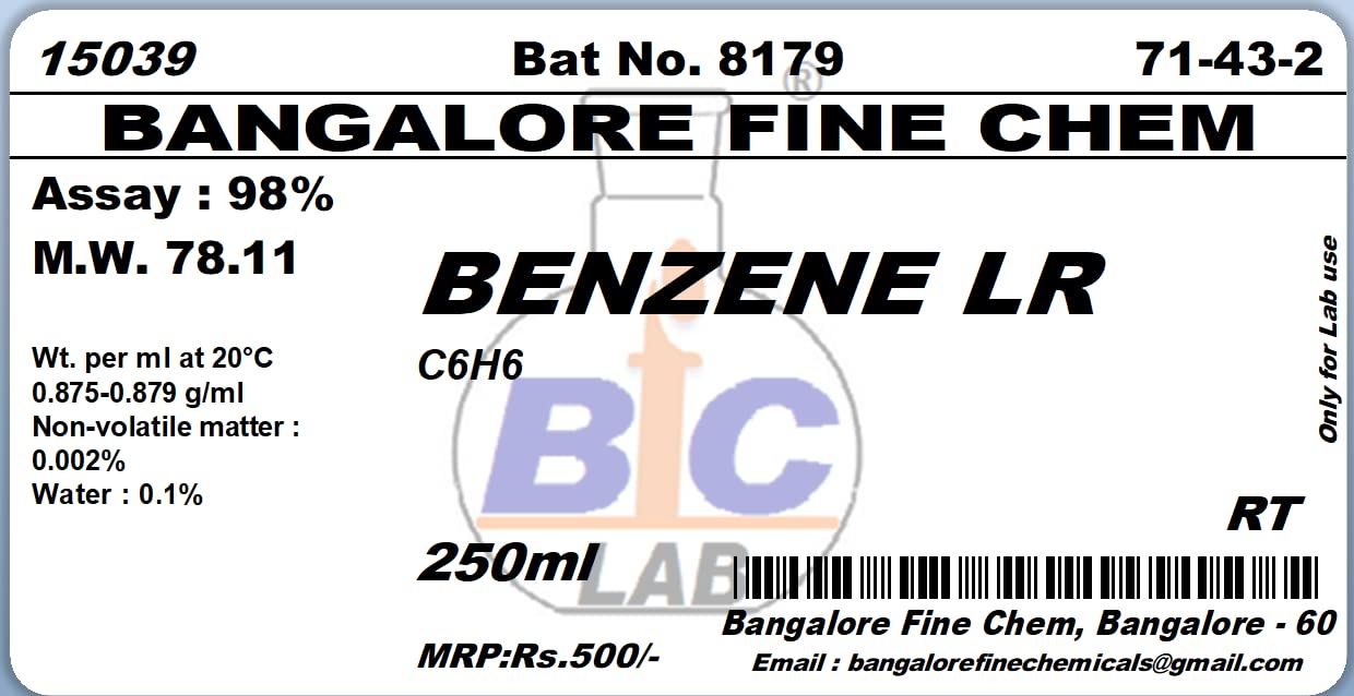 See full amazon price history chart for BFC BENZENE LR – 250ml, (C6H6) CAS No. 71-43-2 BFC BENZENE LR – 250ml, (C6H6) CAS No. 71-43-2 (B07DGYWZD1) Amazon Price History, Amazon Price Tracker