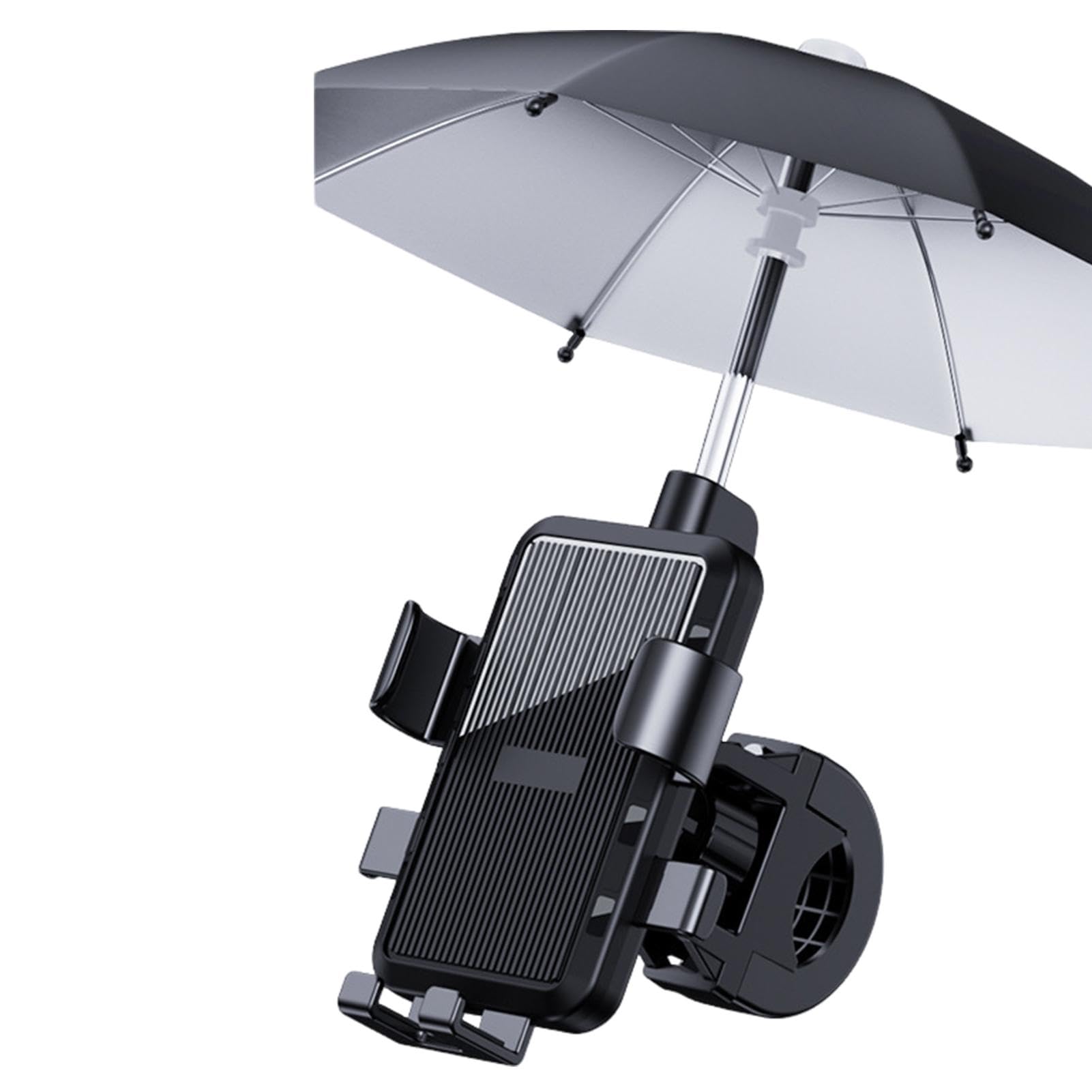 Support Vélo Avec Mini Parapluie Anti-UV – Fixation Solide, Tissu Argenté, Pour Smartphone