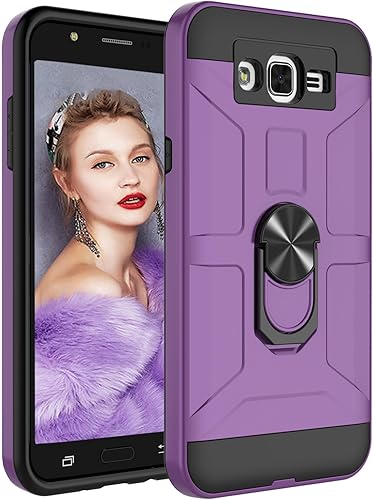 Jeylly Funda para Galaxy J7, a prueba de golpes púrpura Protección de doble capa protectora protectora de goma híbrida absorbente de arañazos de