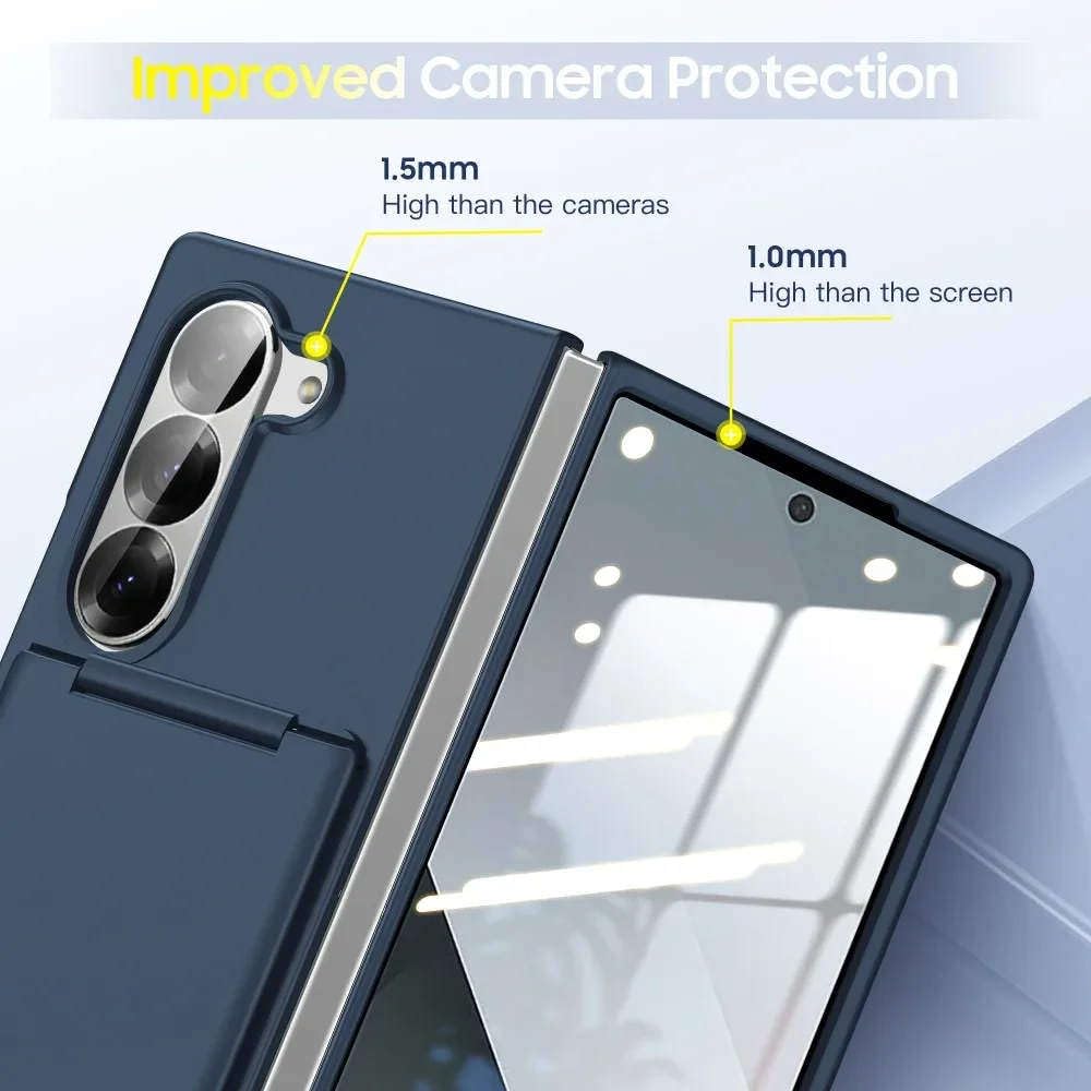 Custodia a portafoglio con supporto per slot per carte di credito per Samsung Galaxy Z Fold 6 5 5G, resistente custodia protettiva in PC rigido, trasparente opaco, per Samsung Galaxy Z Fold6