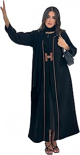 Showday Women Fashion Buckles Embroidery Open Abaya Cardigan Kaftan with Matching Hijab 2Pcs Women's Muslim Dresses Abaya Islamic Dubai Prayer Dress Robe Long Cardigan Maxi Dress
