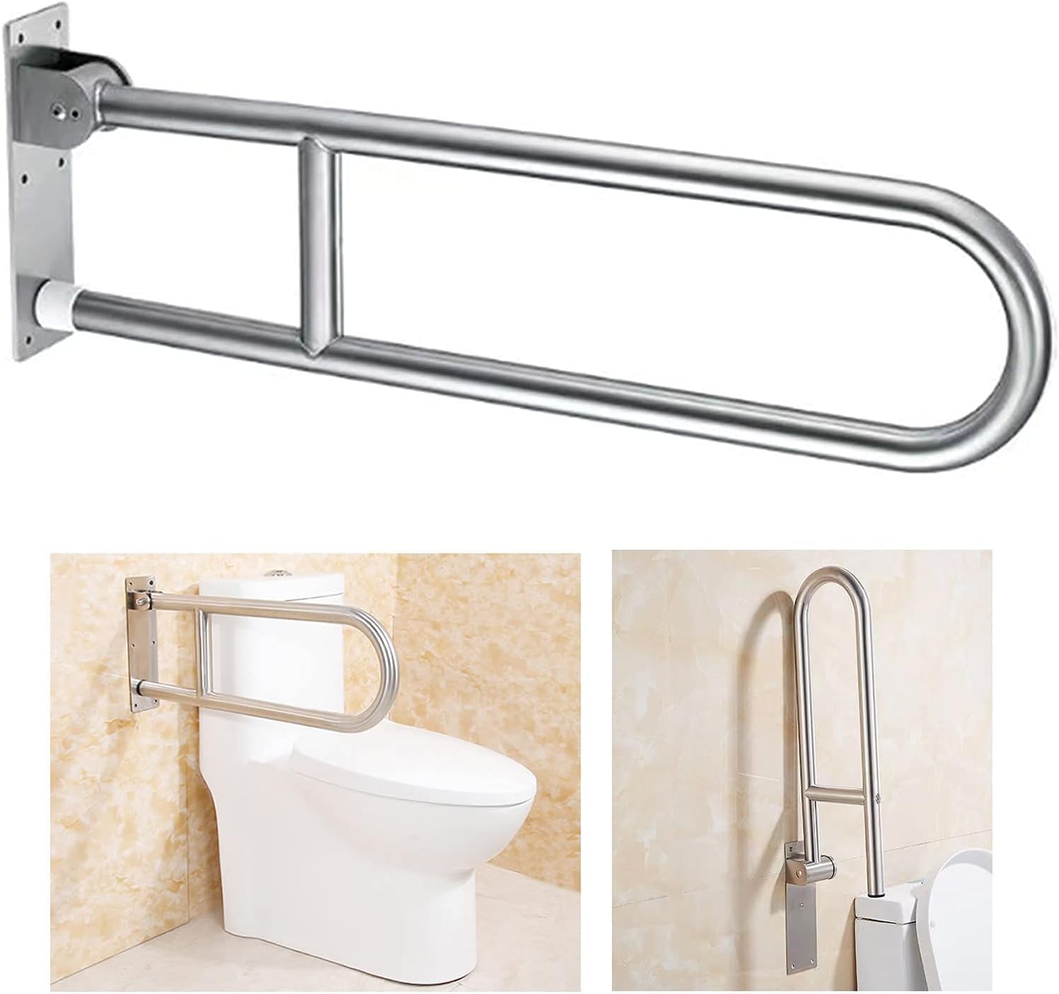Toilet Grab Bar 31.5inch,Stainless Steel Foldable Bathroom Support Rail,Anti-Slip Handicap Grab Bars Safety Rails, For Seniors,Elderly,Pregnant,Disabled,Shower Grab Bars Supports 350lbs Load-1.26 Tube
