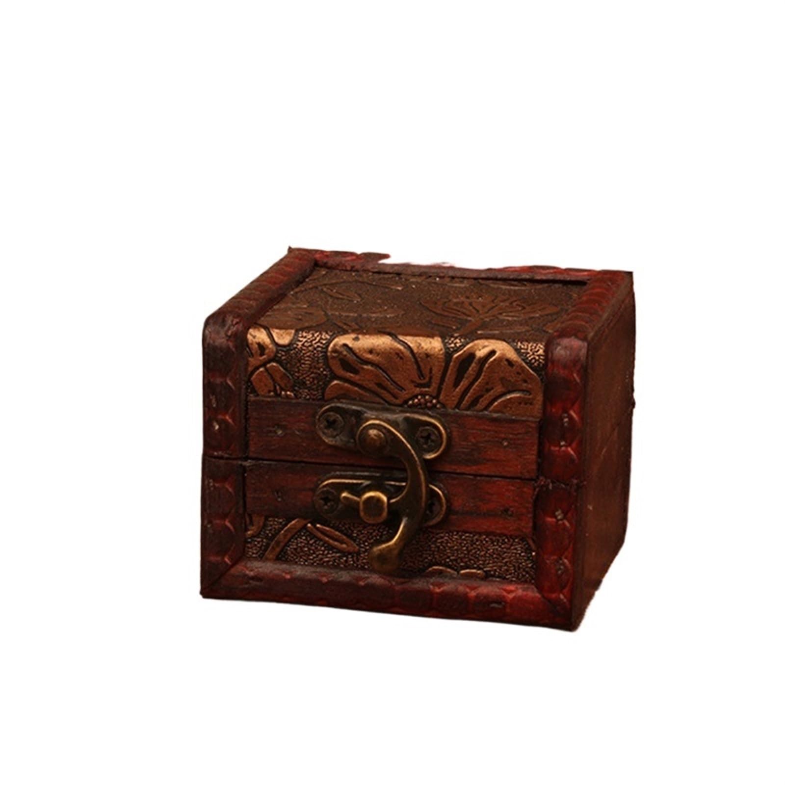 YShiuoL Wooden Storage Box Vintage Wooden Jewelry Box With Lock Trinket Packing For Ring Brooch Bracelets Earrings Ear Studs Storage(Color7)