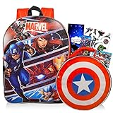 Marvel Avengers Backpack and Lunch Box for Kids Bundle ~ Deluxe 16' Backpack and Insulated Lunch Bag with Stickers, and More (Avengers School Supplies)