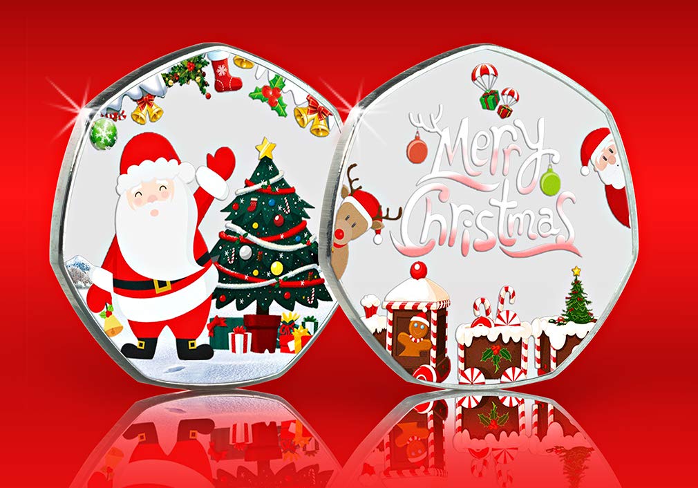 The Commemorative Coin Company Pair of 'MERRY CHRISTMAS' Commemoratives in 50p Coin Display Case. Gift/Present/Stocking/Tree Xmas/Festive Secret Santa - Image 3