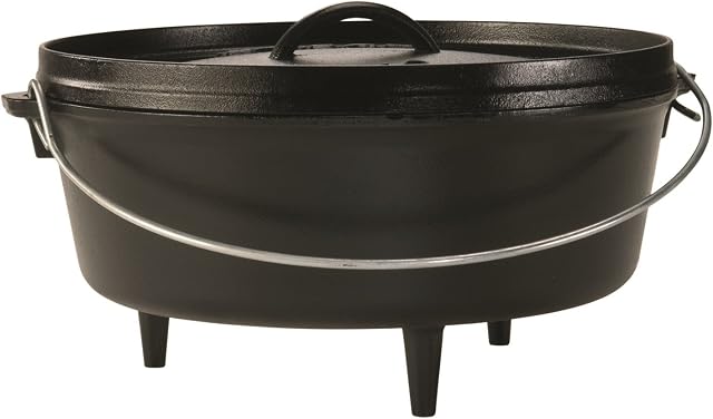 LODGE Camp Dutch Oven with Lid, non-stick months, Charcoal, 6 Quart