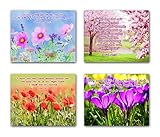 8x10 BIBLE QUOTES Christian inspirational wall decor posters. Set of 4 UNFRAMED poster prints. Made in USA.