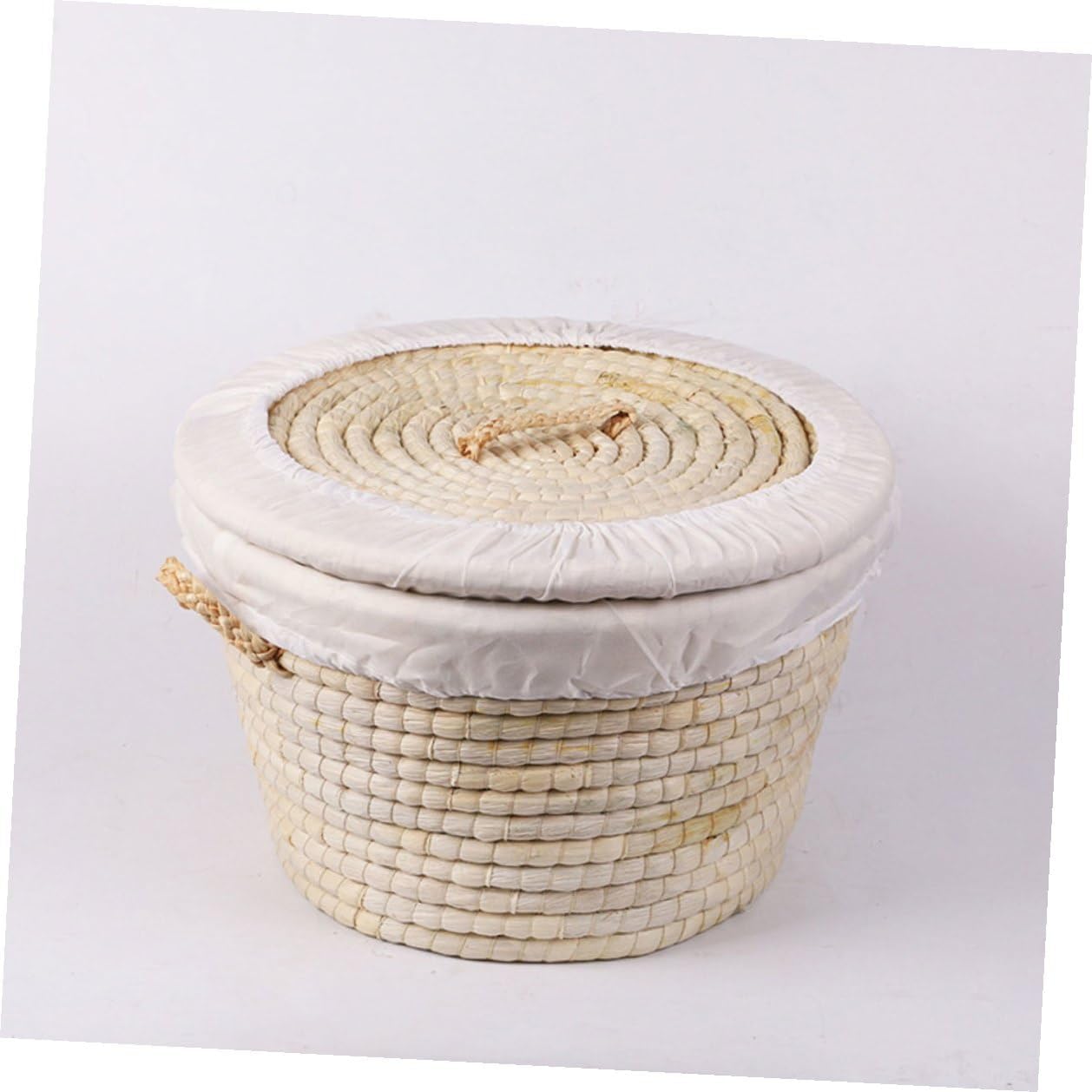 Woven Bread Basket with Lid 30cm X16cm Natural Straw Material Food Storage Basket for Steamed Buns and Eggs Kitchen Pantry Organizer