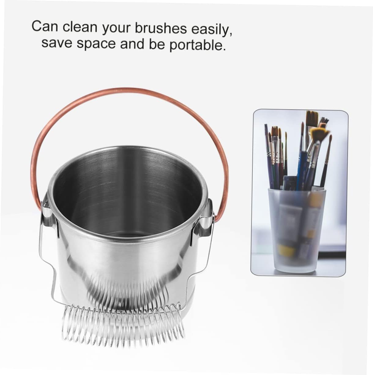 DOITOOL Brush Bucket Brush Cleaning Bucket for Artists Long-Lasting Stainless Steel Washer