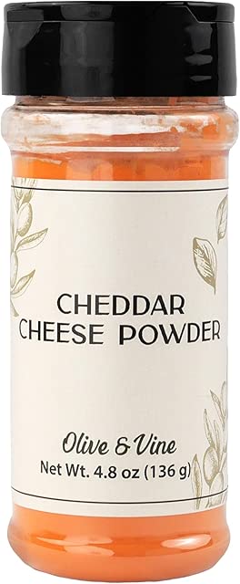 Olive & Vine Cheddar Cheese Powder, Savory Flavor, For Popcorn & Sauces, Rich Tradition, Authentic Taste, For Global Recipes (4.8 Ounce)