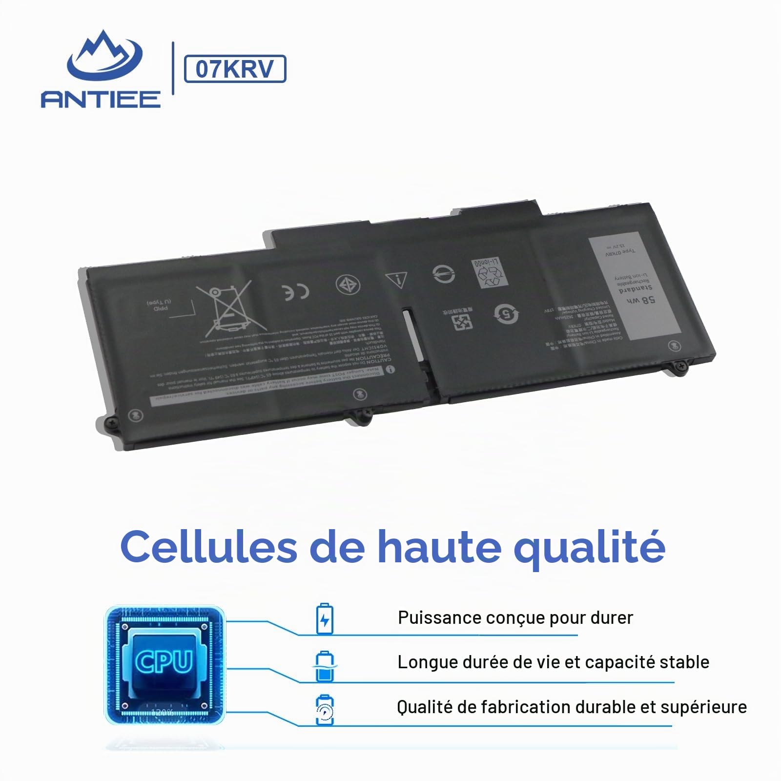 ANTIEE FK0VR 07KRV Laptop Batterie pour Dell Latitude 15 5530 7530 13 5330 7330 14 5430 7430 2-in-1 Precision 3570 Mobile Workstation Series P133G P134G P138G P139G P139G002 P138G002 P133G002