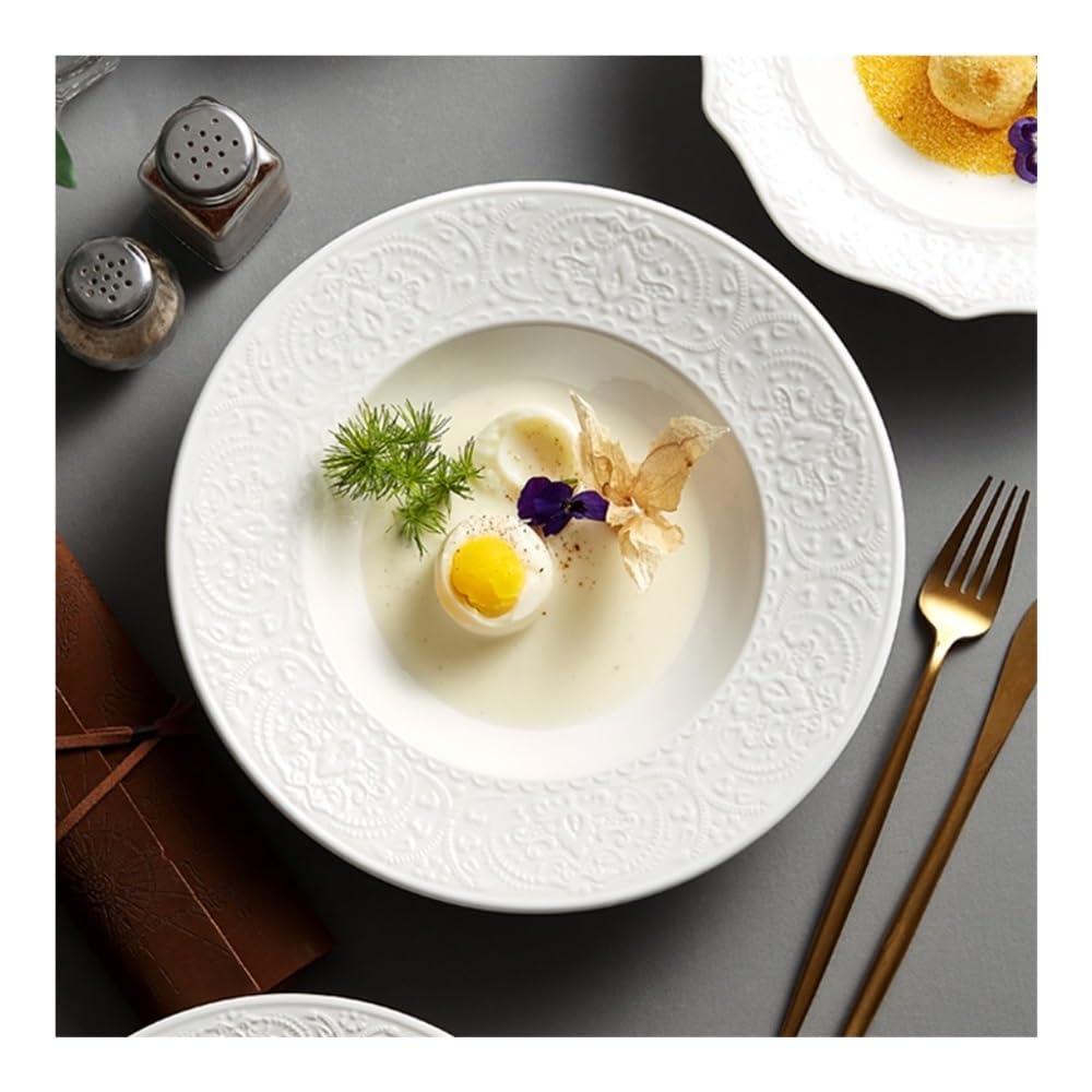 Juego de platos llanos, plato de comida occidental para sopa, aperitivos y postres, utensilios de comedor duraderos para el hogar, perfectos para comidas familiares, 9 piezas