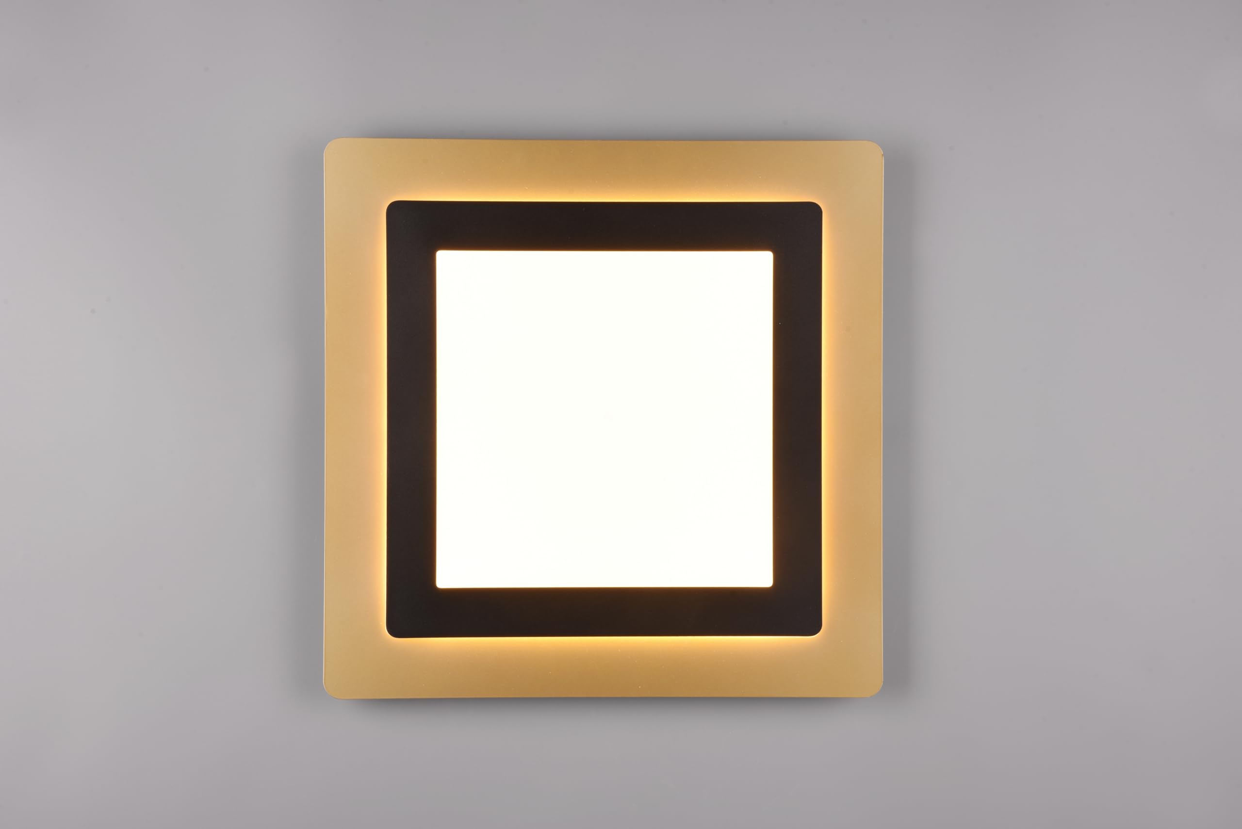 TRIO Morgan 641510280 - Plafoniera a LED in metallo nero opaco/oro, acrilico, 46 Watt inclusa, telecomando
