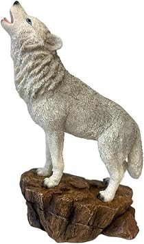 The Bridge Collection Grey Wolf Howling Figure - Wolf Figure for Home Decor - Wolf Decor for Native, Mountain, Cabin Decoration