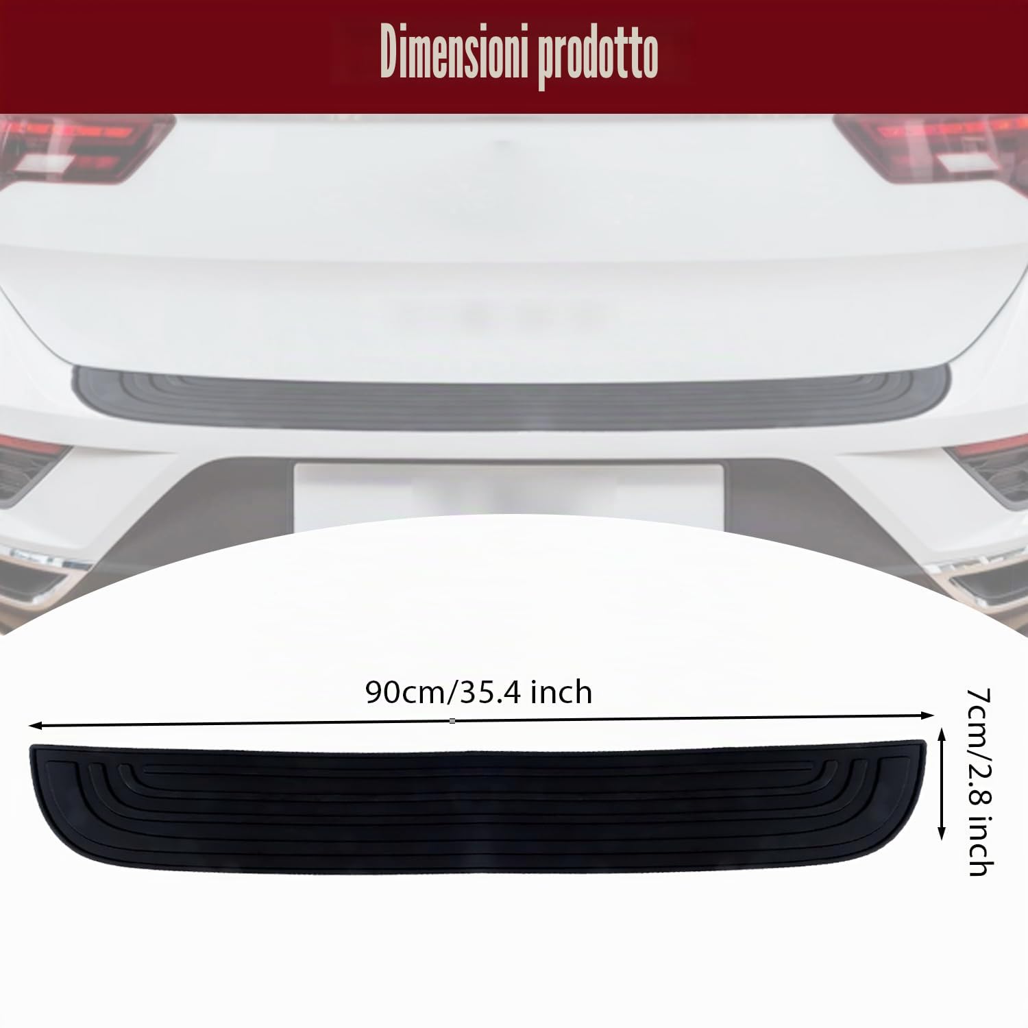Protezione Paraurti Posteriore in Gomma Autoadesiva 90x7cm – Antigraffio Universale per Auto, SUV, Pickup e Camion | Installazione Istantanea, Compatibile con Tutte le Auto